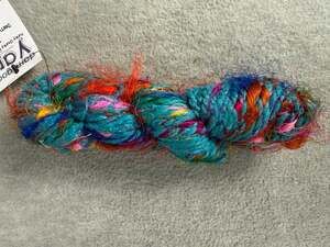 Darn Good Yarn Punky Chunky Reclaimed Silk Yarn 100 gm/ 40 Yds Turquoise Pink